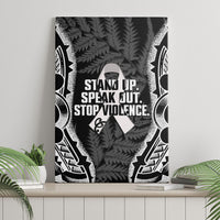 White Ribbon Day New Zealand Canvas Wall Art Respect Women Maori Pattern Black LT14 - Polynesian Pride