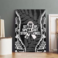 White Ribbon Day New Zealand Canvas Wall Art Respect Women Maori Pattern Black LT14 - Polynesian Pride