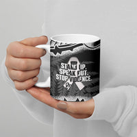 White Ribbon Day New Zealand Ceramic Mug Respect Women Maori Pattern Black LT14 - Polynesian Pride