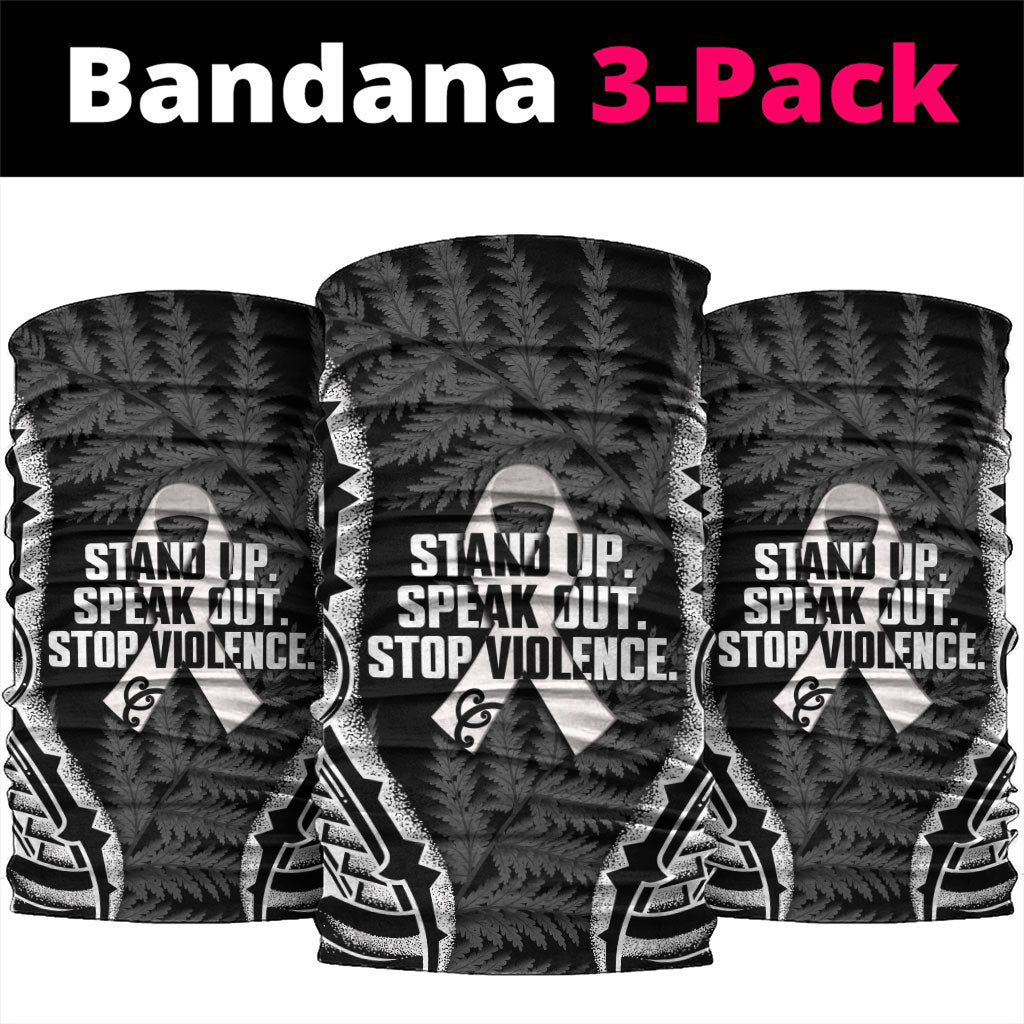 White Ribbon Day New Zealand Neck Gaiter Respect Women Maori Pattern Black LT14 package One Size: 25*50cm Black - Polynesian Pride