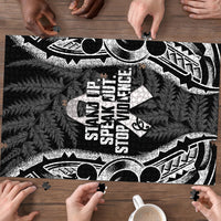 White Ribbon Day New Zealand Puzzle Respect Women Maori Pattern Black LT14 - Polynesian Pride