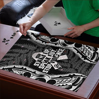 White Ribbon Day New Zealand Puzzle Respect Women Maori Pattern Black LT14 - Polynesian Pride