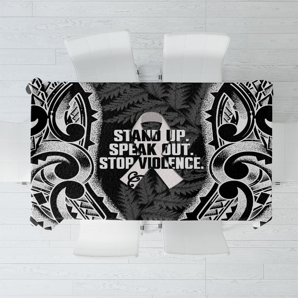 White Ribbon Day New Zealand Tablecloth Respect Women Maori Pattern Black LT14 Black - Polynesian Pride
