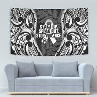 White Ribbon Day New Zealand Tapestry Respect Women Maori Pattern Black LT14 - Polynesian Pride