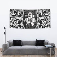 White Ribbon Day New Zealand Tapestry Respect Women Maori Pattern Black LT14 - Polynesian Pride