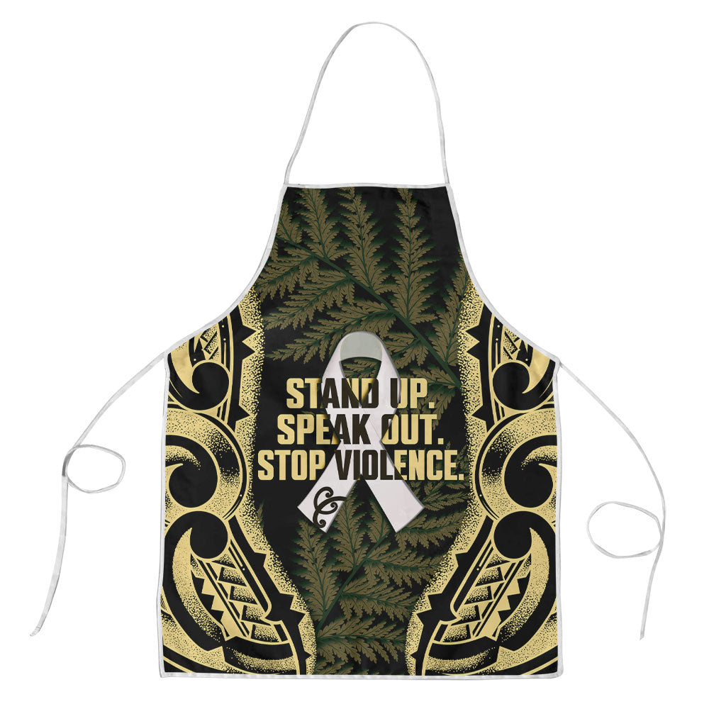 White Ribbon Day New Zealand Apron Respect Women Maori Pattern Yellow LT14 Yellow - Polynesian Pride
