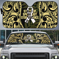 White Ribbon Day New Zealand Auto Sun Shade Respect Women Maori Pattern Yellow LT14 Yellow - Polynesian Pride