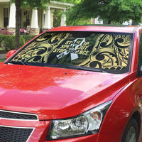 White Ribbon Day New Zealand Auto Sun Shade Respect Women Maori Pattern Yellow LT14 - Polynesian Pride