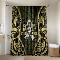 White Ribbon Day New Zealand Bathroom Set Respect Women Maori Pattern Yellow LT14 Shower Curtain Only Yellow - Polynesian Pride
