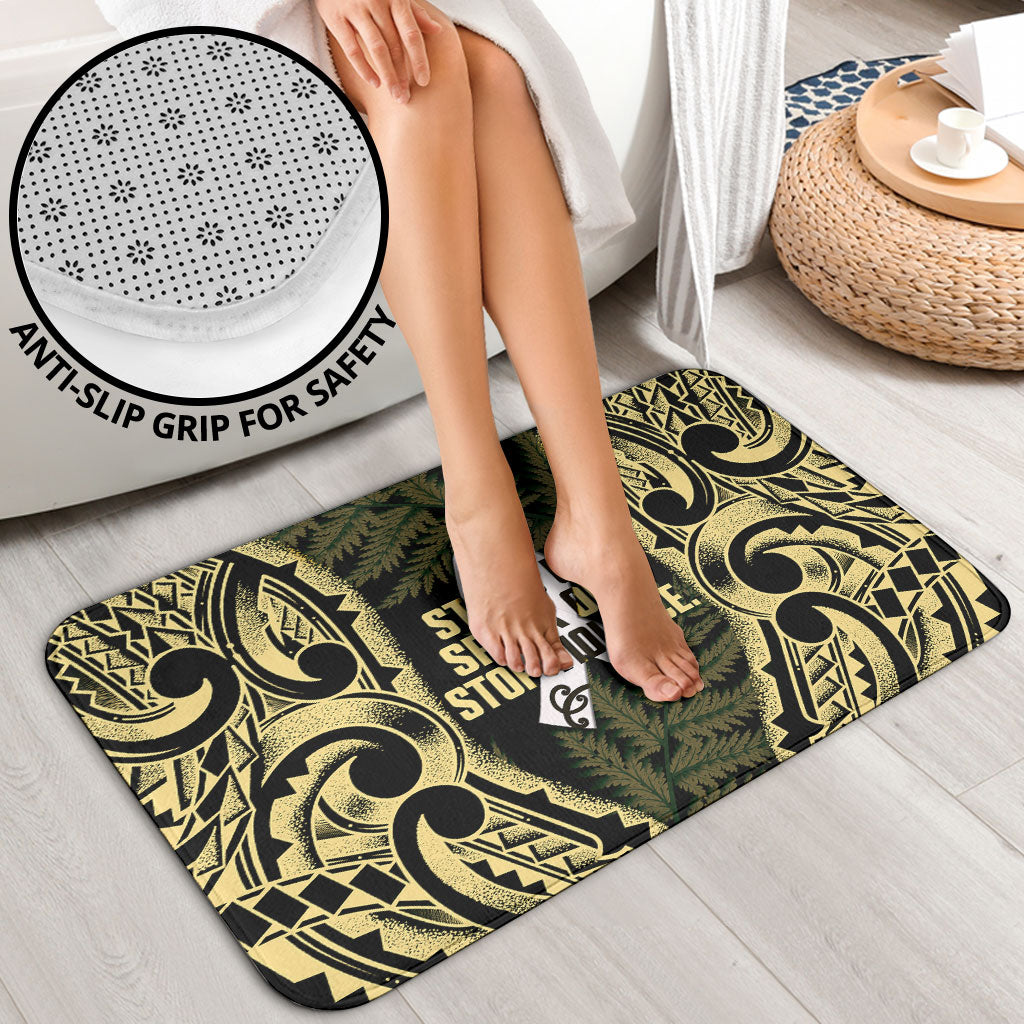White Ribbon Day New Zealand Bathroom Set Respect Women Maori Pattern Yellow LT14 - Polynesian Pride