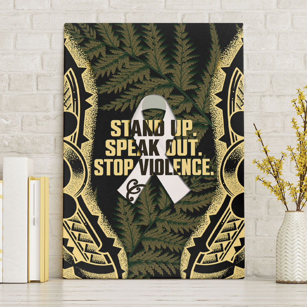 White Ribbon Day New Zealand Canvas Wall Art Respect Women Maori Pattern Yellow LT14 Without Frame Yellow - Polynesian Pride