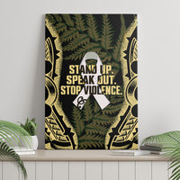 White Ribbon Day New Zealand Canvas Wall Art Respect Women Maori Pattern Yellow LT14 - Polynesian Pride