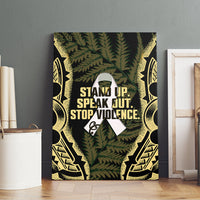 White Ribbon Day New Zealand Canvas Wall Art Respect Women Maori Pattern Yellow LT14 - Polynesian Pride