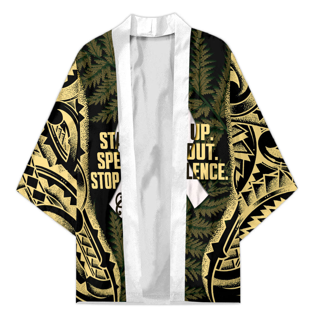 White Ribbon Day New Zealand Kimono Respect Women Maori Pattern Yellow LT14 Unisex Yellow - Polynesian Pride