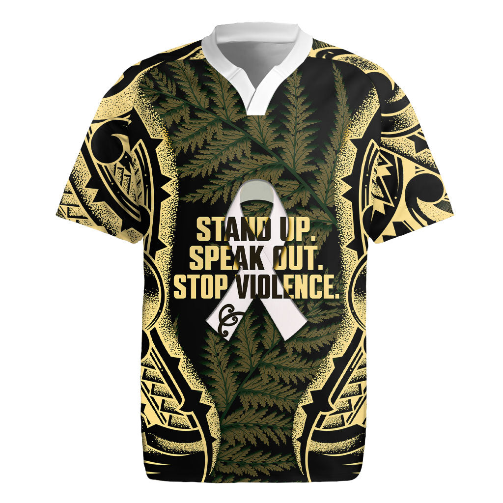 White Ribbon Day New Zealand Rugby Jersey Respect Women Maori Pattern Yellow LT14 Yellow - Polynesian Pride