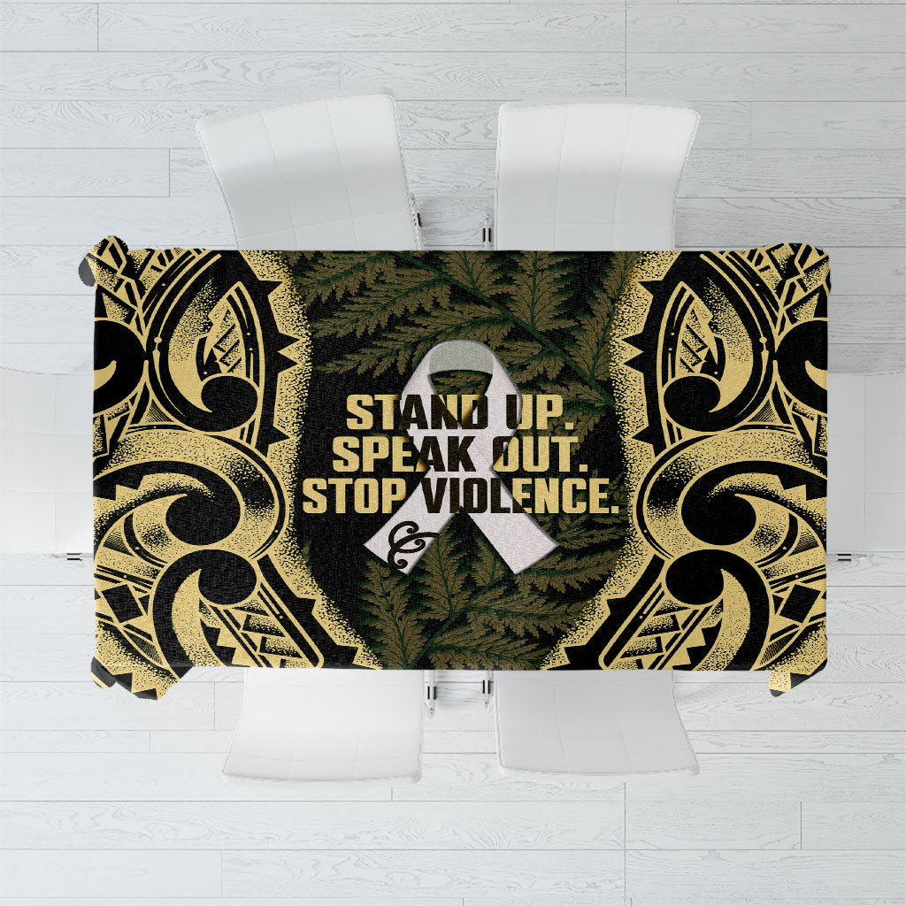 White Ribbon Day New Zealand Tablecloth Respect Women Maori Pattern Yellow LT14 Yellow - Polynesian Pride