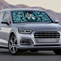 White Ribbon Day New Zealand Auto Sun Shade Respect Women Maori Pattern Blue LT14 - Polynesian Pride