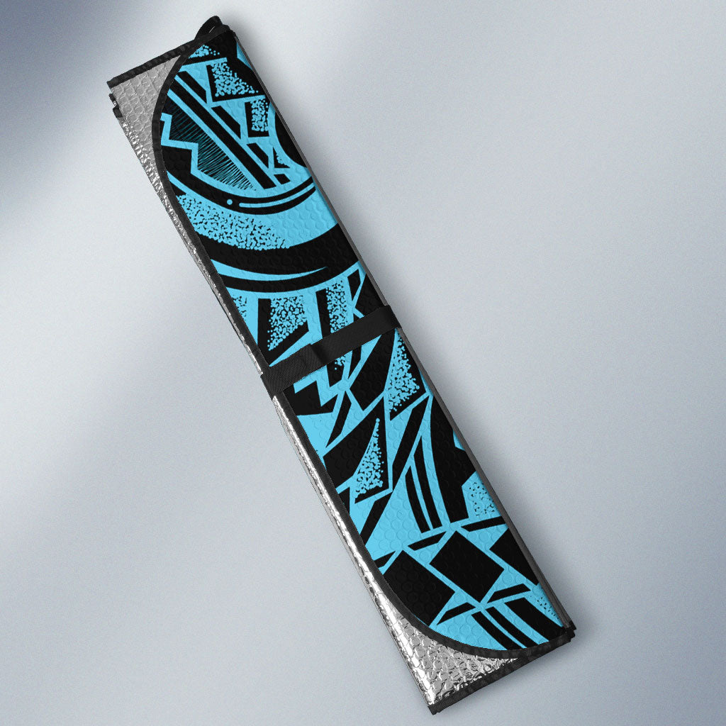White Ribbon Day New Zealand Auto Sun Shade Respect Women Maori Pattern Blue LT14 - Polynesian Pride
