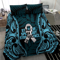 White Ribbon Day New Zealand Bedding Set Respect Women Maori Pattern Blue LT14 - Polynesian Pride