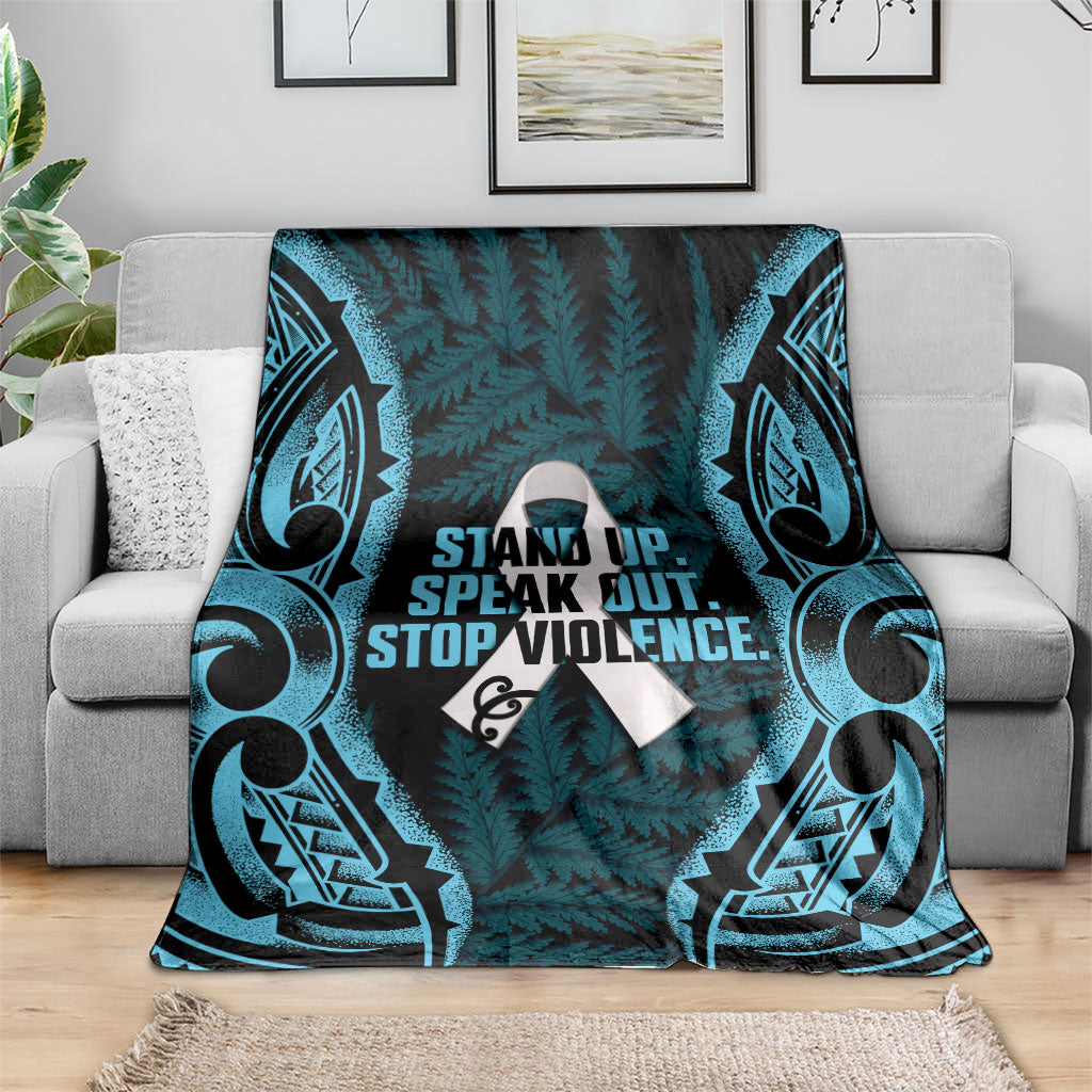 White Ribbon Day New Zealand Blanket Respect Women Maori Pattern Blue LT14 - Polynesian Pride
