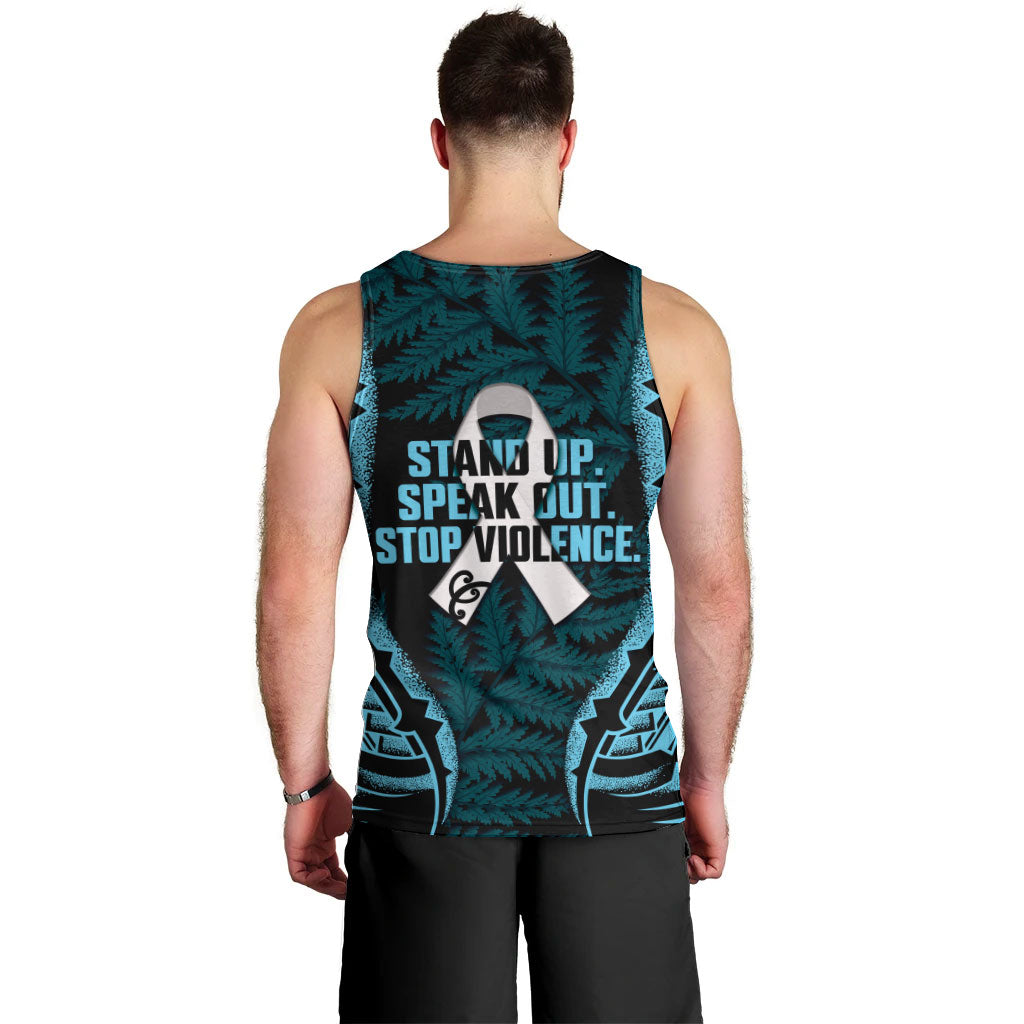 White Ribbon Day New Zealand Men Tank Top Respect Women Maori Pattern Blue LT14 - Polynesian Pride