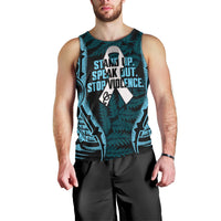 White Ribbon Day New Zealand Men Tank Top Respect Women Maori Pattern Blue LT14 - Polynesian Pride
