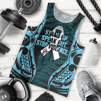 White Ribbon Day New Zealand Men Tank Top Respect Women Maori Pattern Blue LT14 - Polynesian Pride