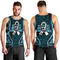 White Ribbon Day New Zealand Men Tank Top Respect Women Maori Pattern Blue LT14 - Polynesian Pride