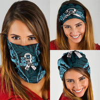 White Ribbon Day New Zealand Neck Gaiter Respect Women Maori Pattern Blue LT14 - Polynesian Pride