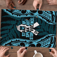 White Ribbon Day New Zealand Puzzle Respect Women Maori Pattern Blue LT14 - Polynesian Pride