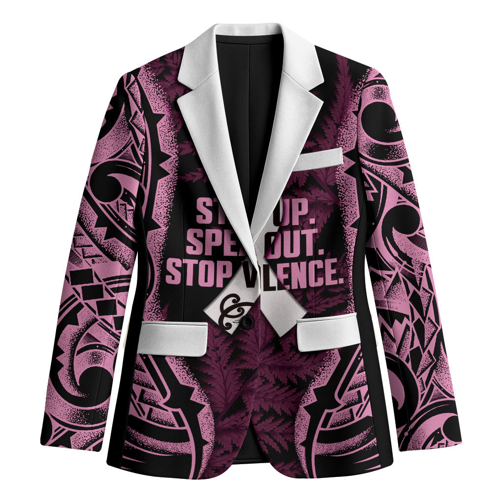 White Ribbon Day New Zealand Blazer Respect Women Maori Pattern Pink