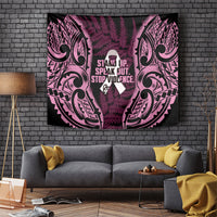 White Ribbon Day New Zealand Tapestry Respect Women Maori Pattern Pink LT14 Pink - Polynesian Pride