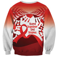 Red Ribbon Day New Zealand Sweatshirt Stand Together End Stigma NZ Fern LT14 - Polynesian Pride