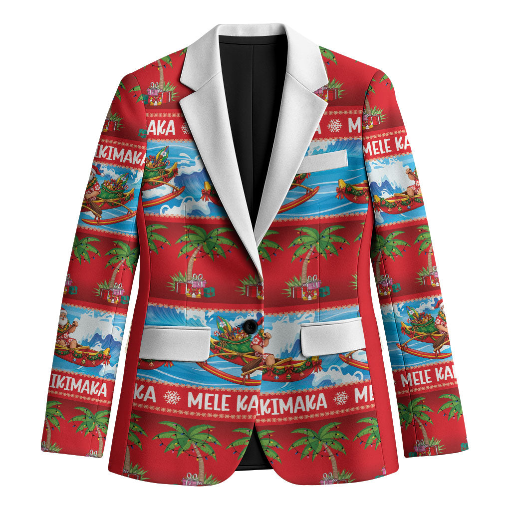 Hawaii Mele Kalikimaka Blazer Outrigger Canoe Santa Festive Palm Seamless