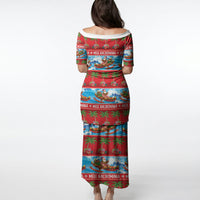 Hawaii Mele Kalikimaka Puletasi Outrigger Canoe Santa Festive Palm Seamless LT14 - Polynesian Pride