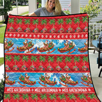 Hawaii Mele Kalikimaka Quilt Outrigger Canoe Santa Festive Palm Seamless LT14 Red - Polynesian Pride