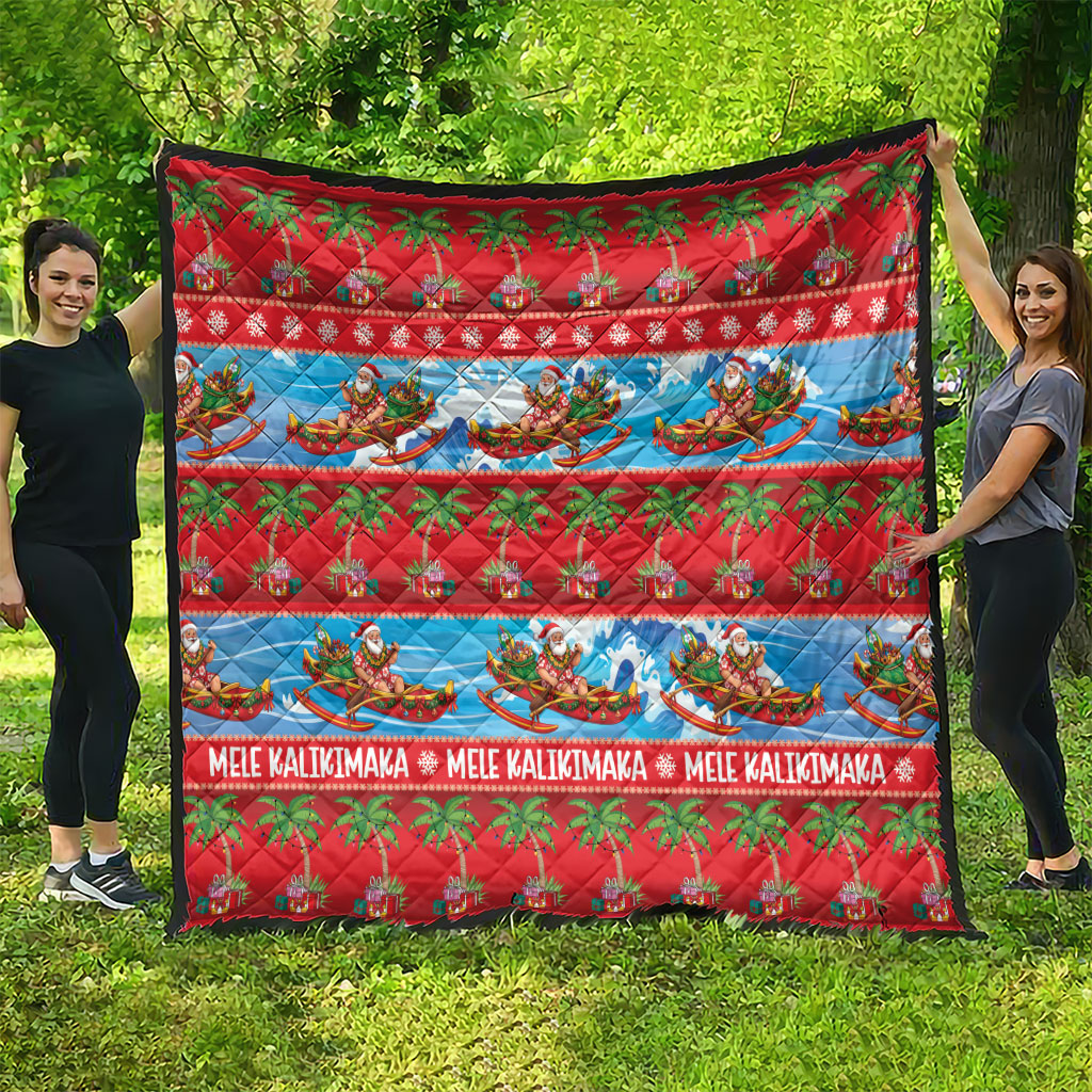 Hawaii Mele Kalikimaka Quilt Outrigger Canoe Santa Festive Palm Seamless LT14 - Polynesian Pride