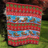 Hawaii Mele Kalikimaka Quilt Outrigger Canoe Santa Festive Palm Seamless LT14 - Polynesian Pride