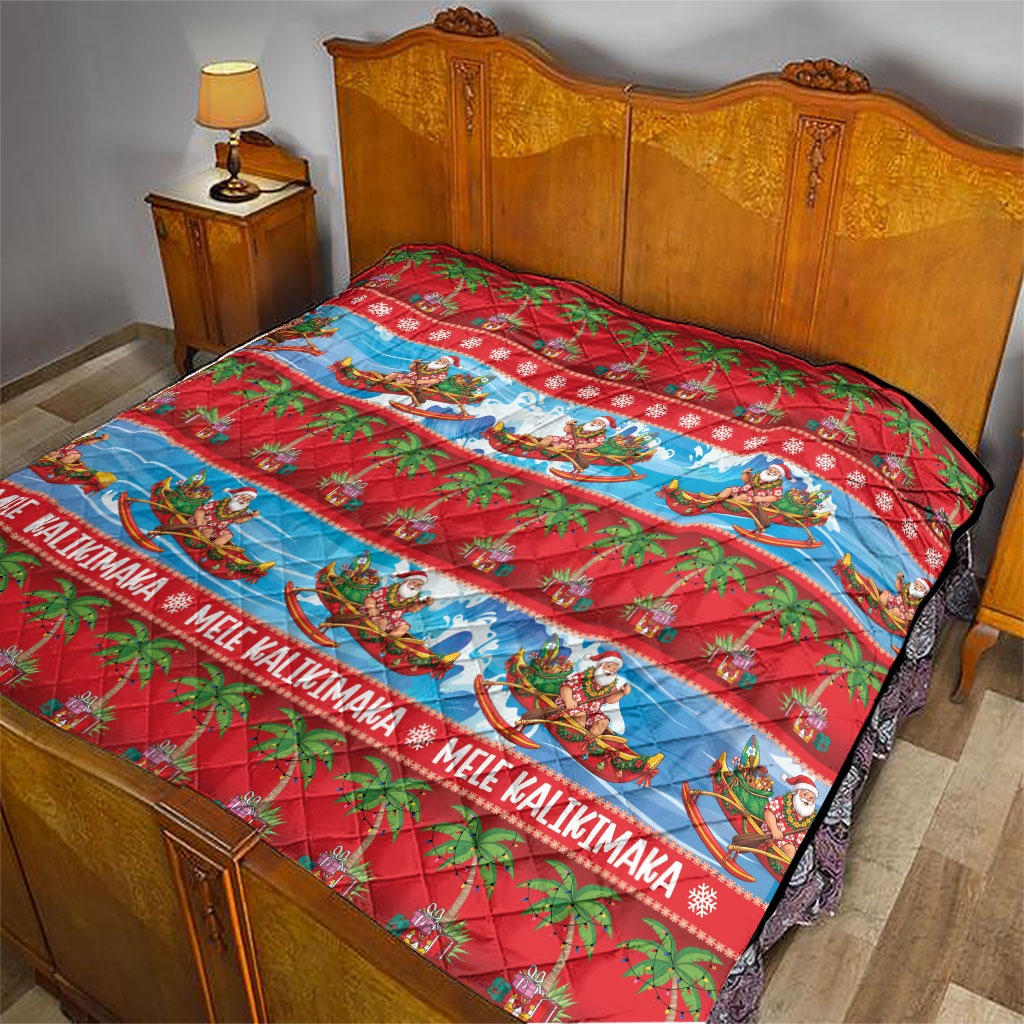 Hawaii Mele Kalikimaka Quilt Outrigger Canoe Santa Festive Palm Seamless LT14 - Polynesian Pride