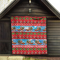Hawaii Mele Kalikimaka Quilt Outrigger Canoe Santa Festive Palm Seamless LT14 - Polynesian Pride
