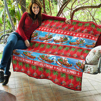 Hawaii Mele Kalikimaka Quilt Outrigger Canoe Santa Festive Palm Seamless LT14 - Polynesian Pride