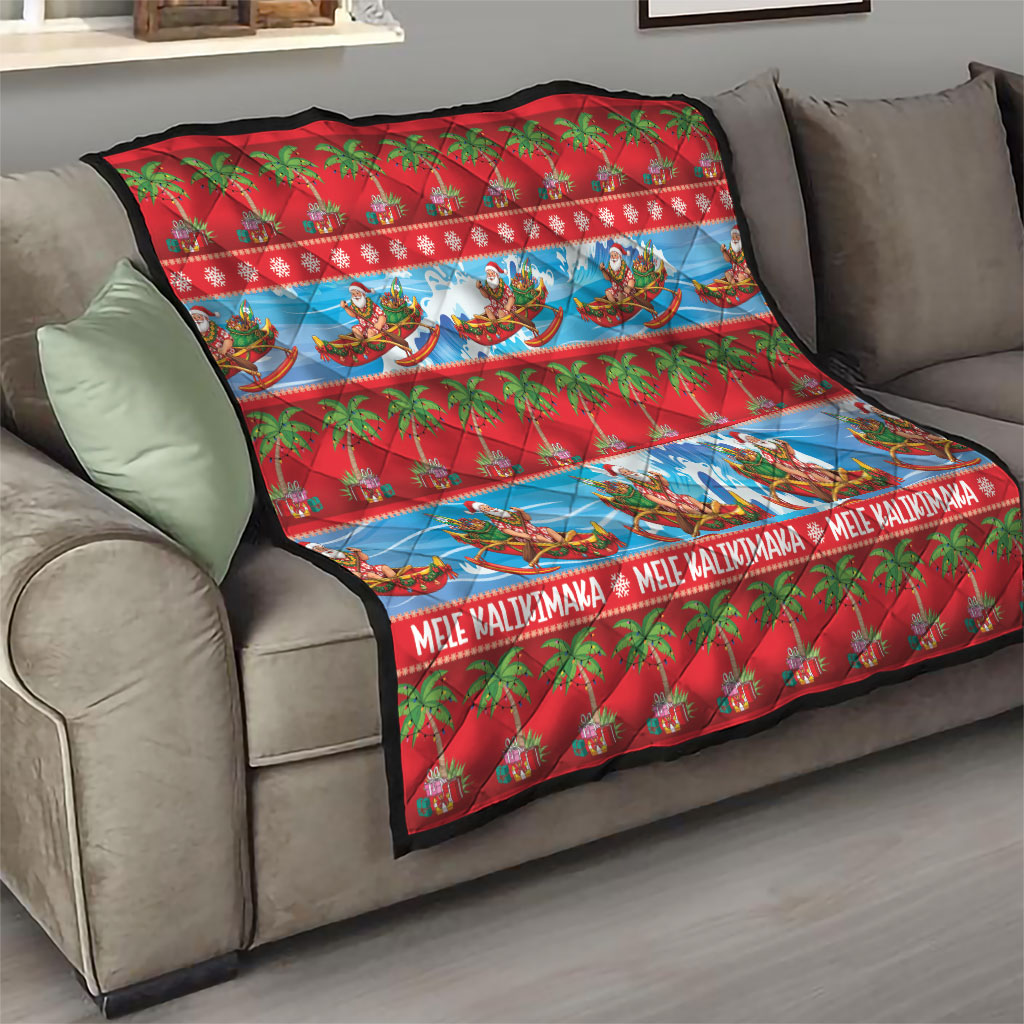 Hawaii Mele Kalikimaka Quilt Outrigger Canoe Santa Festive Palm Seamless LT14 - Polynesian Pride