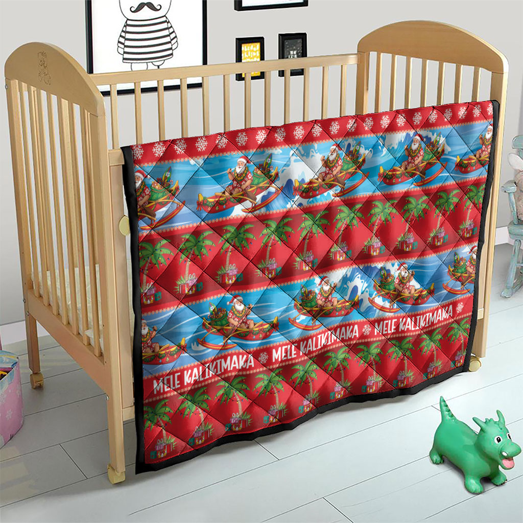 Hawaii Mele Kalikimaka Quilt Outrigger Canoe Santa Festive Palm Seamless LT14 - Polynesian Pride
