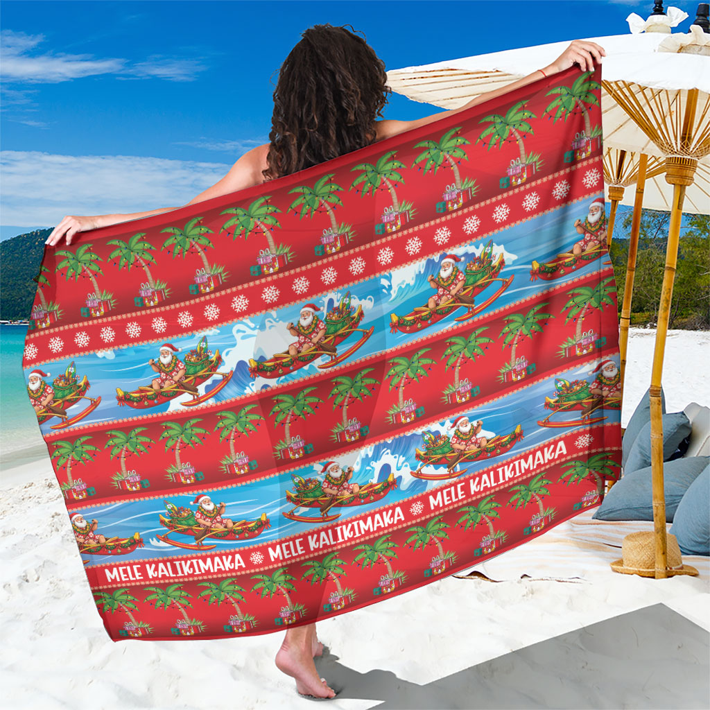 Hawaii Mele Kalikimaka Sarong Outrigger Canoe Santa Festive Palm Seamless