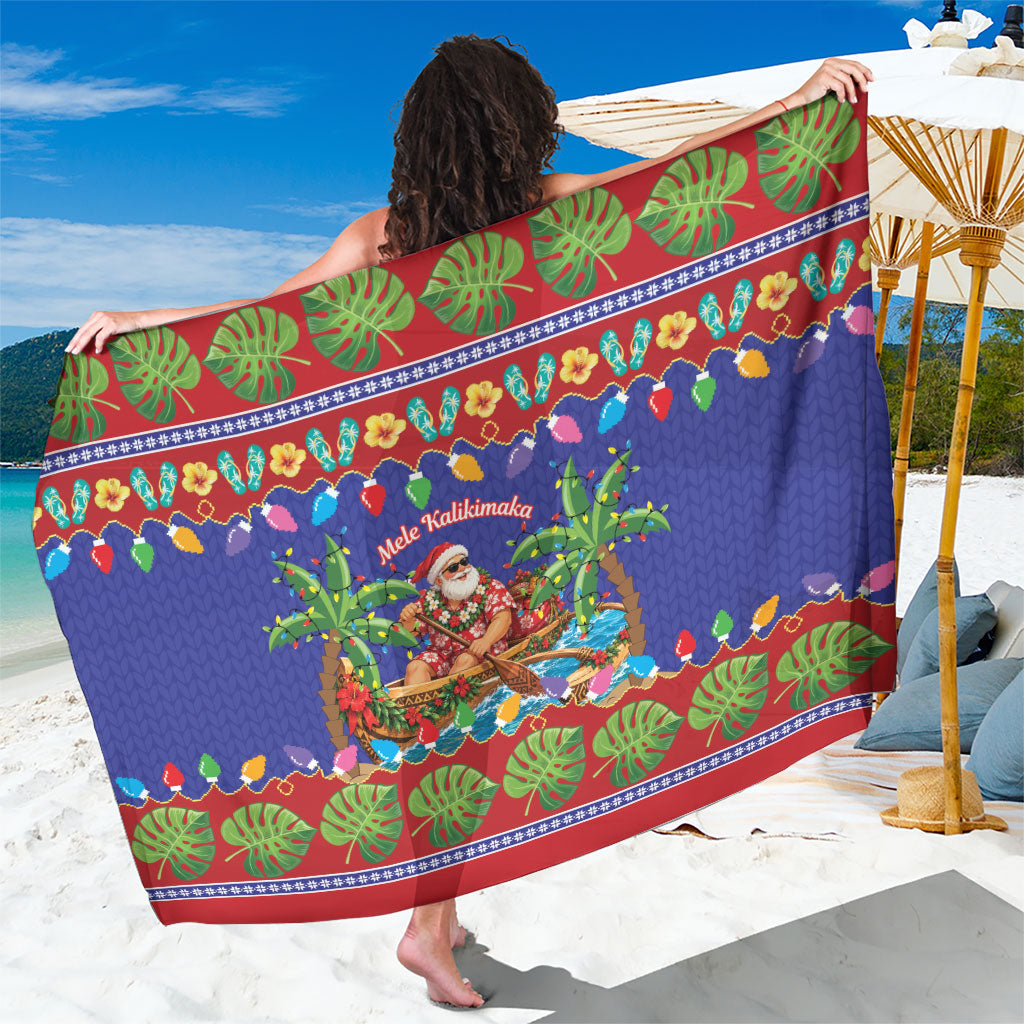 Santa Claus In Outrigger Canoe Hawaii Christmas Sarong Mele Kalikimaka Hawaiian Tropical Vibes