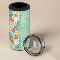 Menthol Green Aloha Hawaii Tiki 4 in 1 Can Cooler Tumbler Tropical Plumeria - Seamless Style