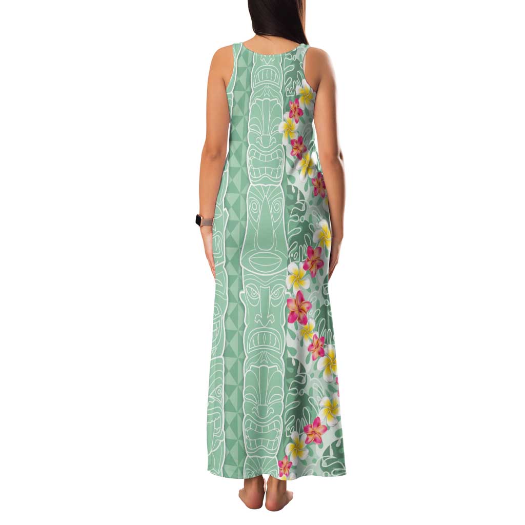 Menthol Green Aloha Hawaii Tiki Family Matching Tank Maxi Dress and Hawaiian Shirt Tropical Plumeria - Seamless Style LT14 - Polynesian Pride