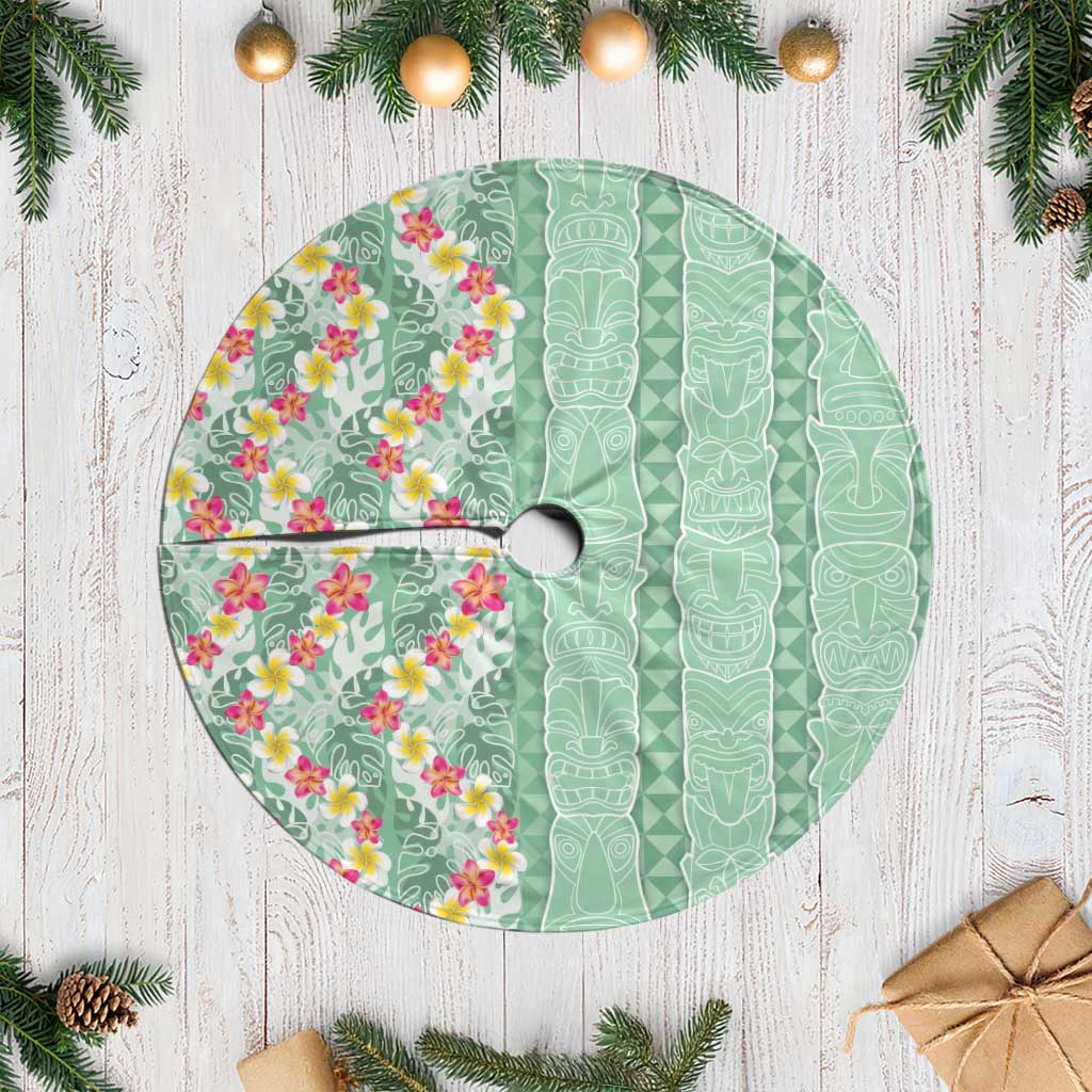 Menthol Green Aloha Hawaii Tiki Tree Skirt Tropical Plumeria - Seamless Style LT14 Casual Green - Polynesian Pride