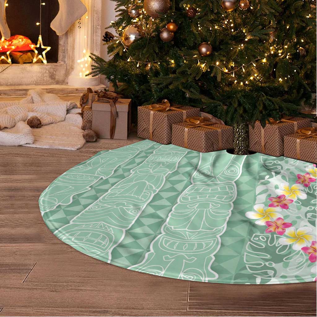 Menthol Green Aloha Hawaii Tiki Tree Skirt Tropical Plumeria - Seamless Style LT14 - Polynesian Pride