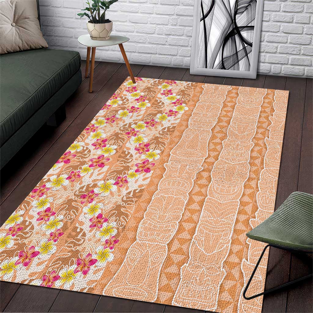 Orange Chiffon Aloha Hawaii Tiki Area Rug Tropical Plumeria - Seamless Style LT14 Orange - Polynesian Pride